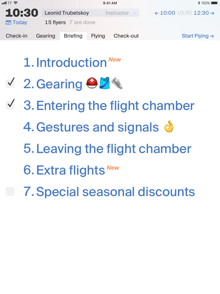 Briefing interface