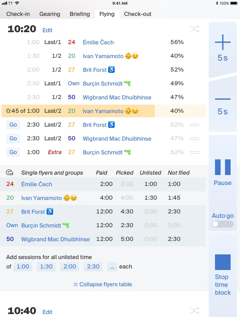 Flight list view