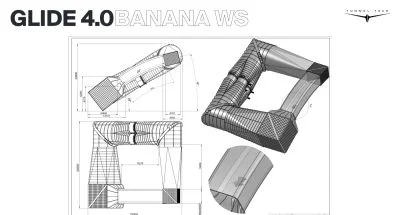 Engineering drawing of the Glide 4.0 extended closed-loop inclined circuit, isometric and plan views