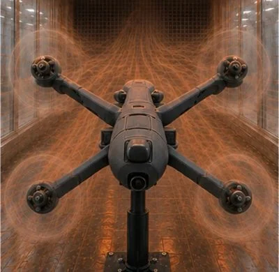 Multirotor UAV under thermal conditioning with radiant heat in a wind-tunnel test section