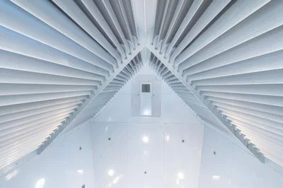 Turning vanes above the flight chamber featuring the entrance to the base jumping chamber.